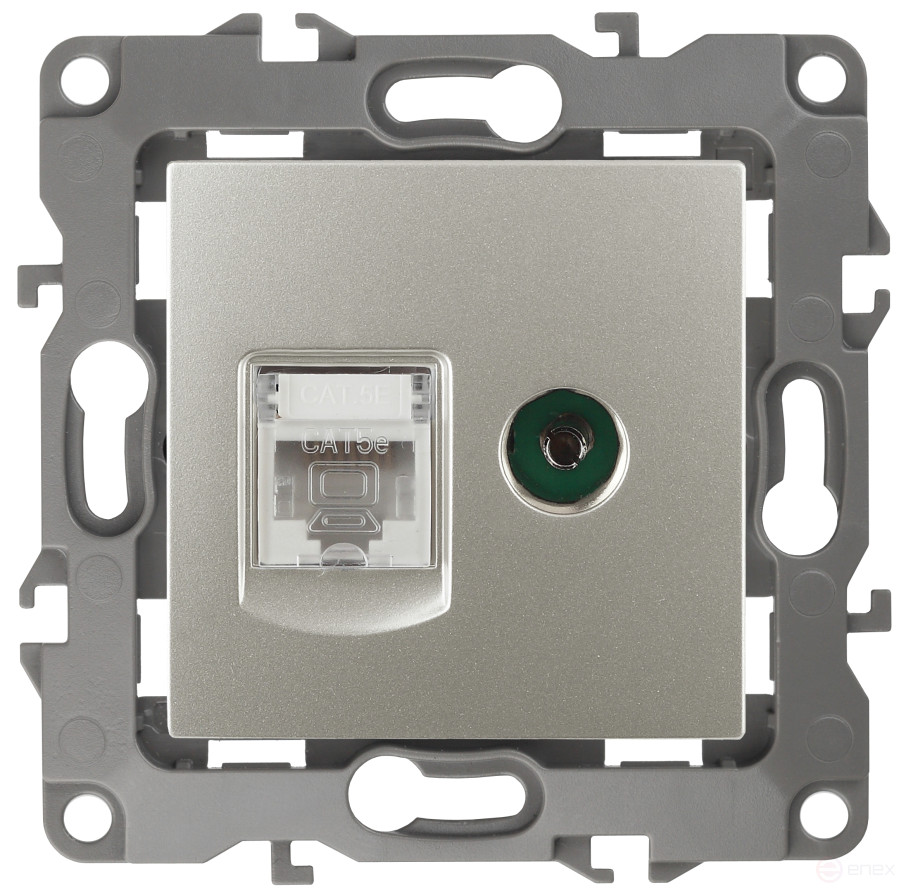 Розетка ЭРА Серия 12 12-3110-15 комбинированная RJ45+TV IP20 перламутр