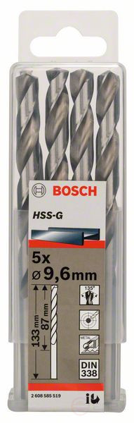 Metal drills HSS-G, DIN 338 9.6 x 87 x 133 mm