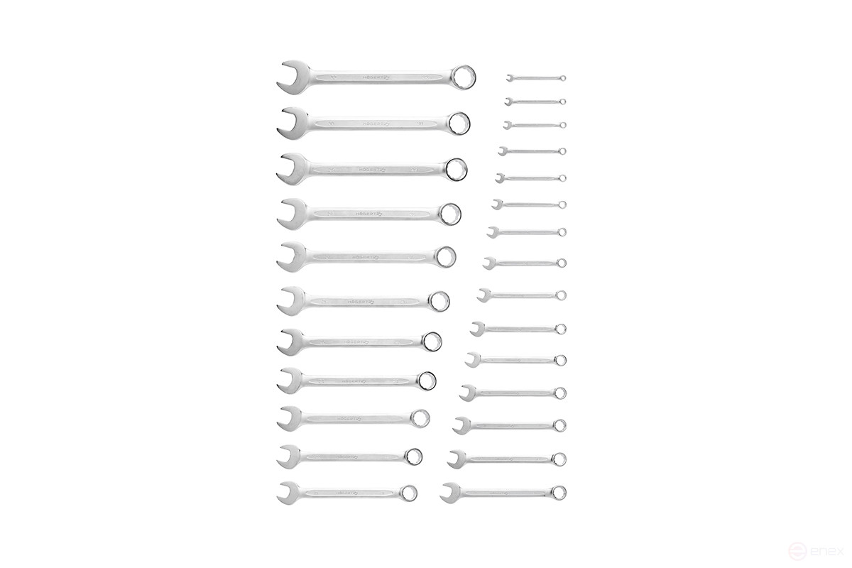 Набор комбинированных ключей 6- 32 мм, 26 шт., сталь CrV, DIN 3113, HOEGERT