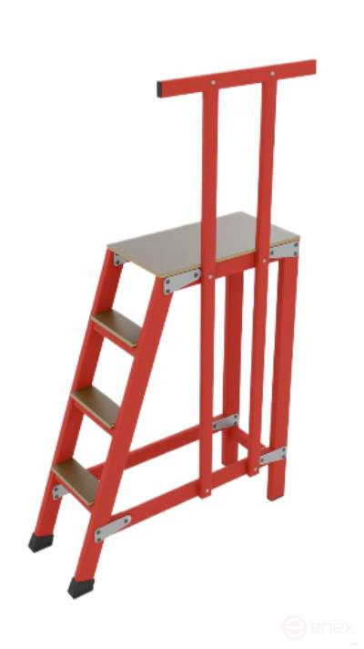 СВП-0,9-ПШ стеклопластиковая с вертикальными опорами подмость h=900мм, поручень, 3 широкие ступени, разборная, площадка 600х600мм