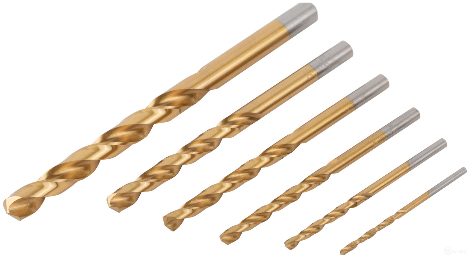 A set of HSS ground metal drills, titanium coating, 135° sharpening angle, layer. case, 6 pcs. (2-3-4-5-6-8 mm)