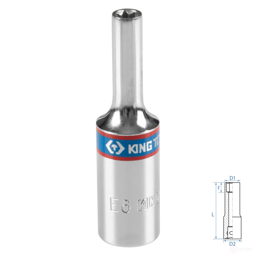 Головка торцевая TORX Е-стандарт 3/8", E6, L = 63 мм KING TONY 327506M