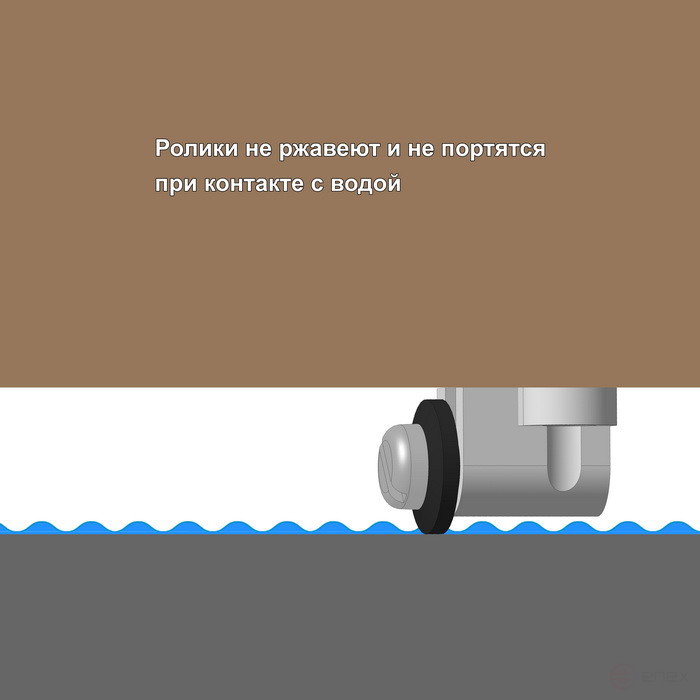 Waterproof rollers for a roll-out floor furniture drawer, 4 pcs. Height 22 mm