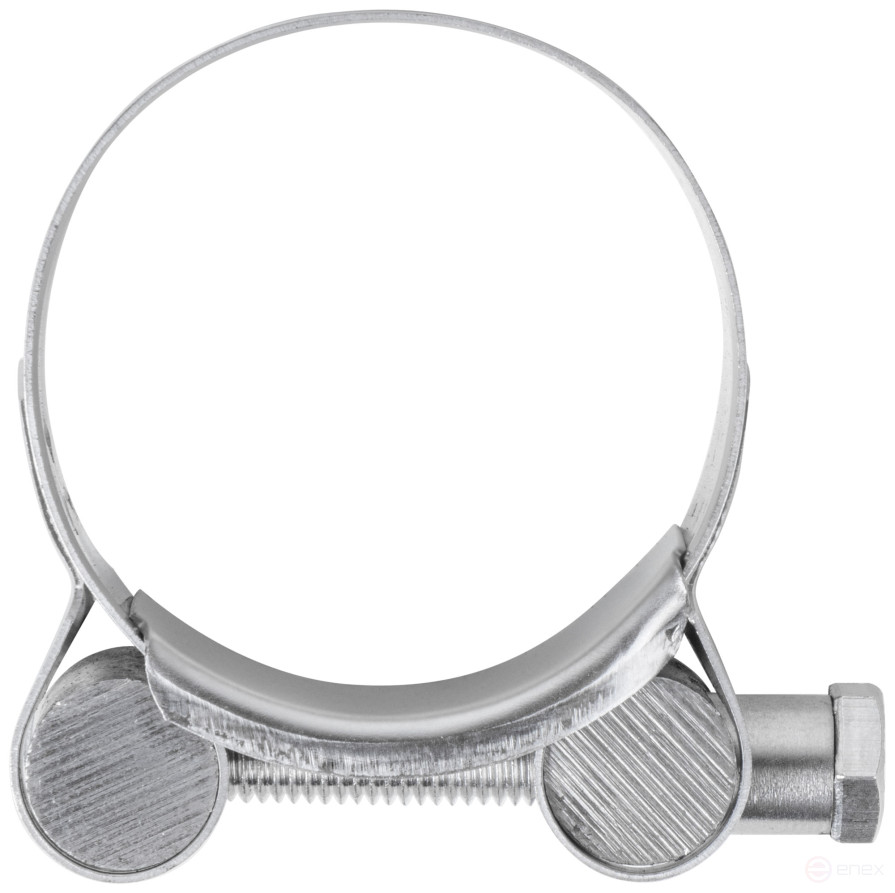 The clamp is a crimping power hinge, stainless steel.steel 40-43 mm