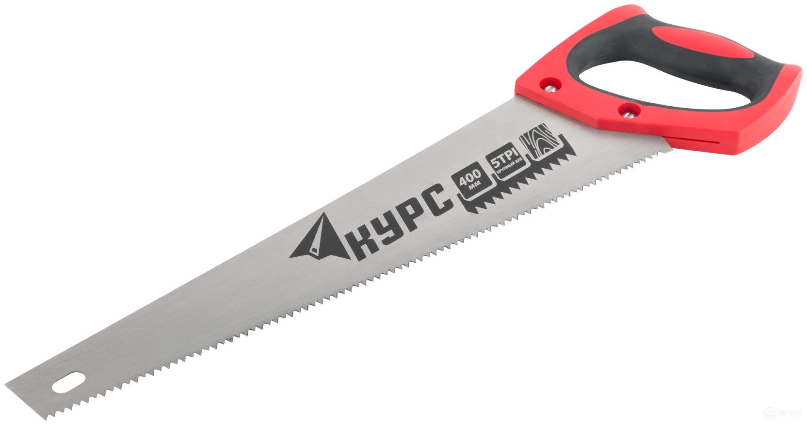 Universal wood hacksaw, 4.5 mm pitch, plastic rubberized handle 400 mm