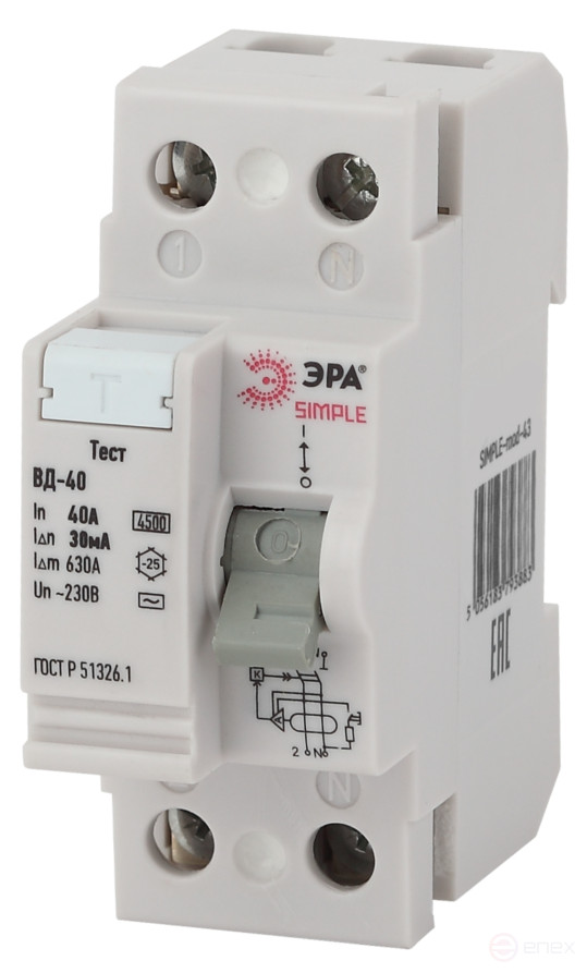 УЗО ЭРА SIMPLE SIMPLE-mod-43 ВД-40 2P 40А/30мА