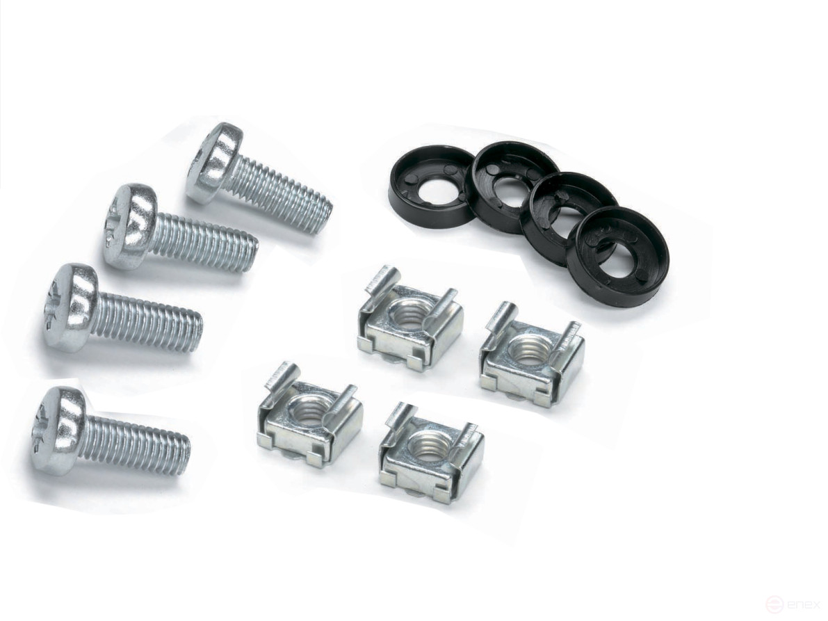 Комплект крепежа Ripo (винт M6, квадратная гайка, пластиковая шайба) для крепления аксессуаров в 19"