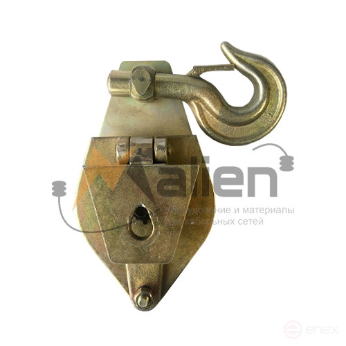 Блок монтажный (отводной) с крюком МБ 50-1К (5 тонн, 1 шкив, оцинкованный корпус) МАЛИЕН