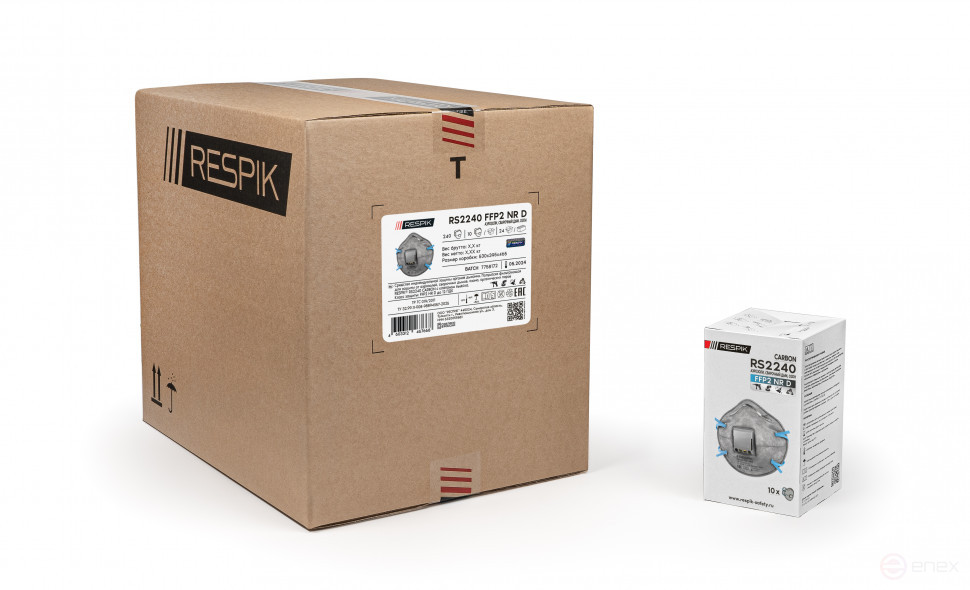 Респиратор RESPIK® RS2240 FFP2 NR D c угольным слоем 10 шт.