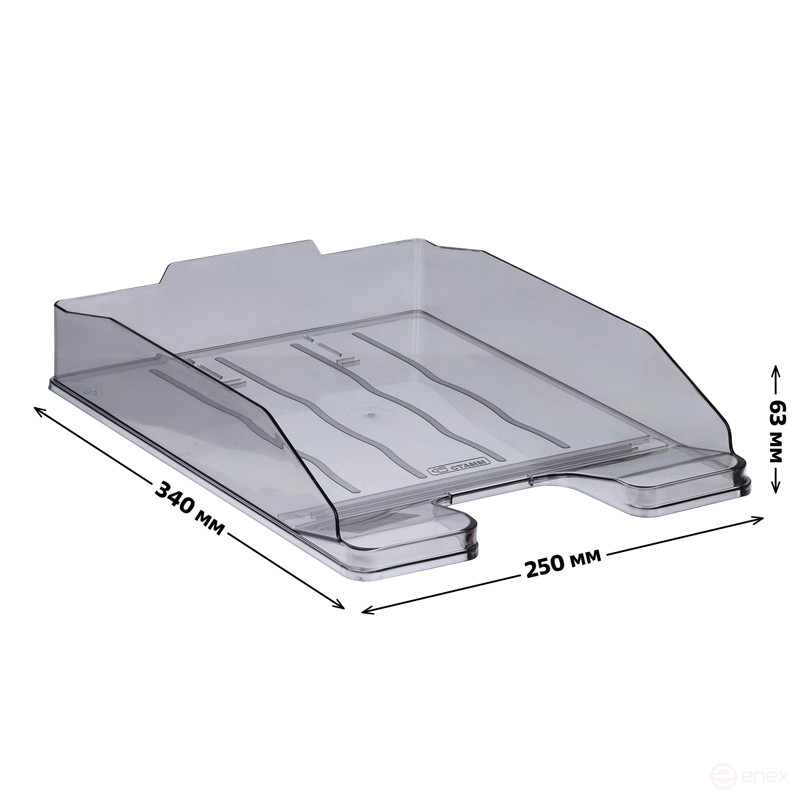 Лоток для бумаг горизонтальный СТАММ "Эксперт", тонированный серый