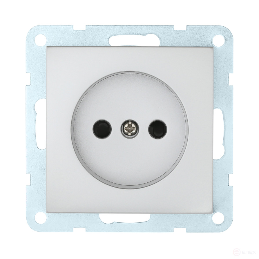 Розетка без з/к, со шторками (серебристый металлик) LK60