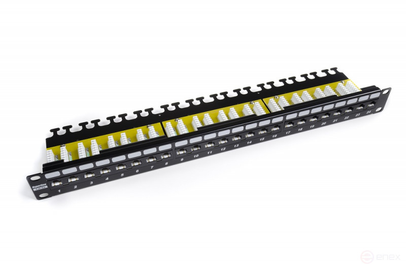 PP2-19-24-8P8C-C6A-110D Патч-панель 19", 1U, 24 порта RJ-45, неэкранированная, категория 6A, Dual IDC