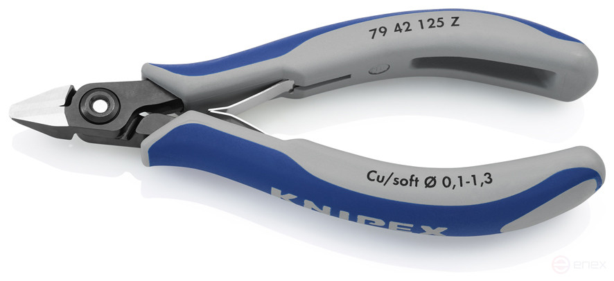 Бокорезы прециз., острая головка, плоская без фаски, для мягких материалов, рез: провол. мягк. Ø 0.1 - 1.3 мм, L-125 мм, чёрн.