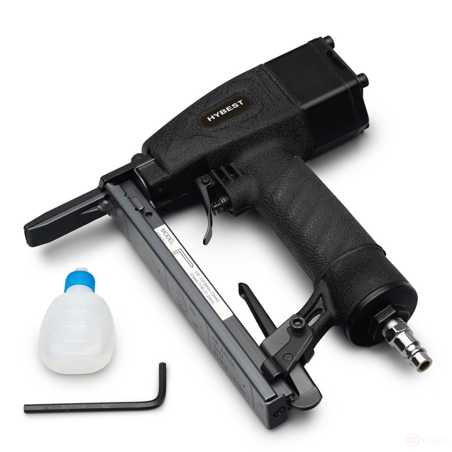 Hybest 1013JL furniture staple gun (pneumatic, 53F 20Ga staples, elongated)
