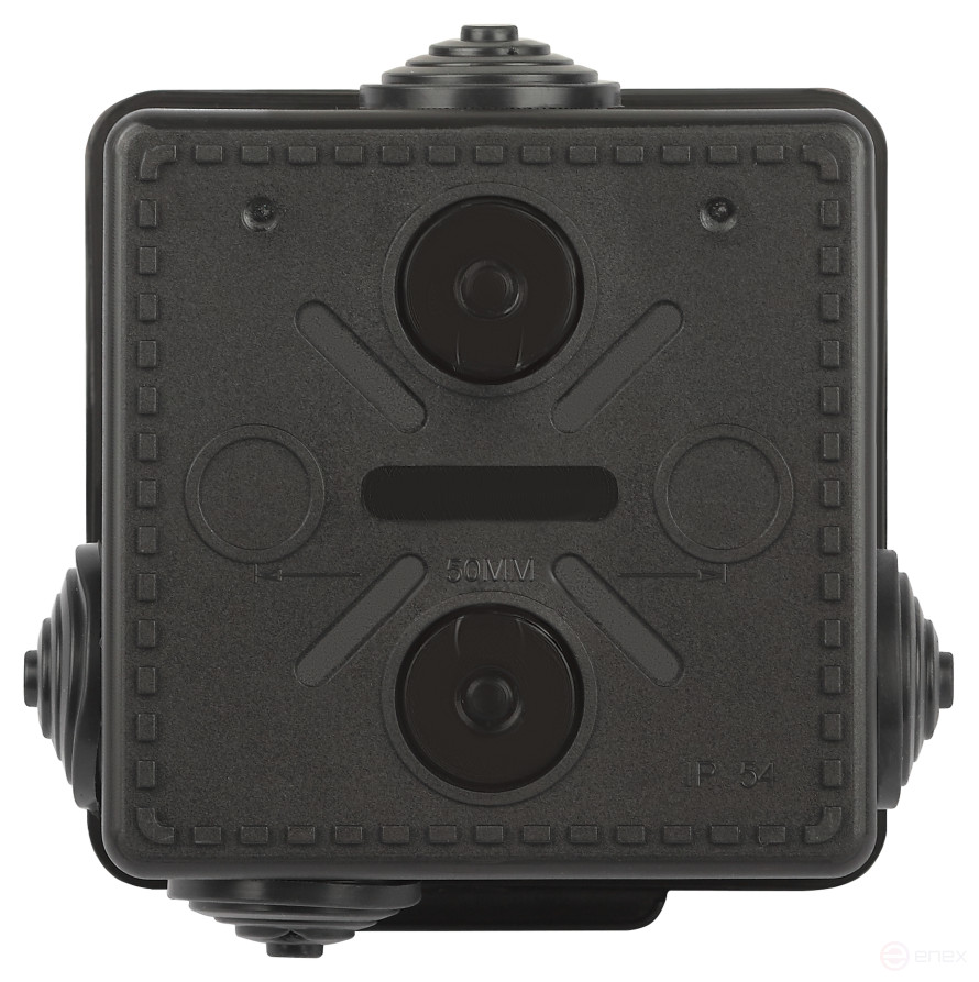 Soldering box ERA KOR-80-80-50- 7g-B open installation black 80x80x50mm with 7 vx hermetic leads. IP54