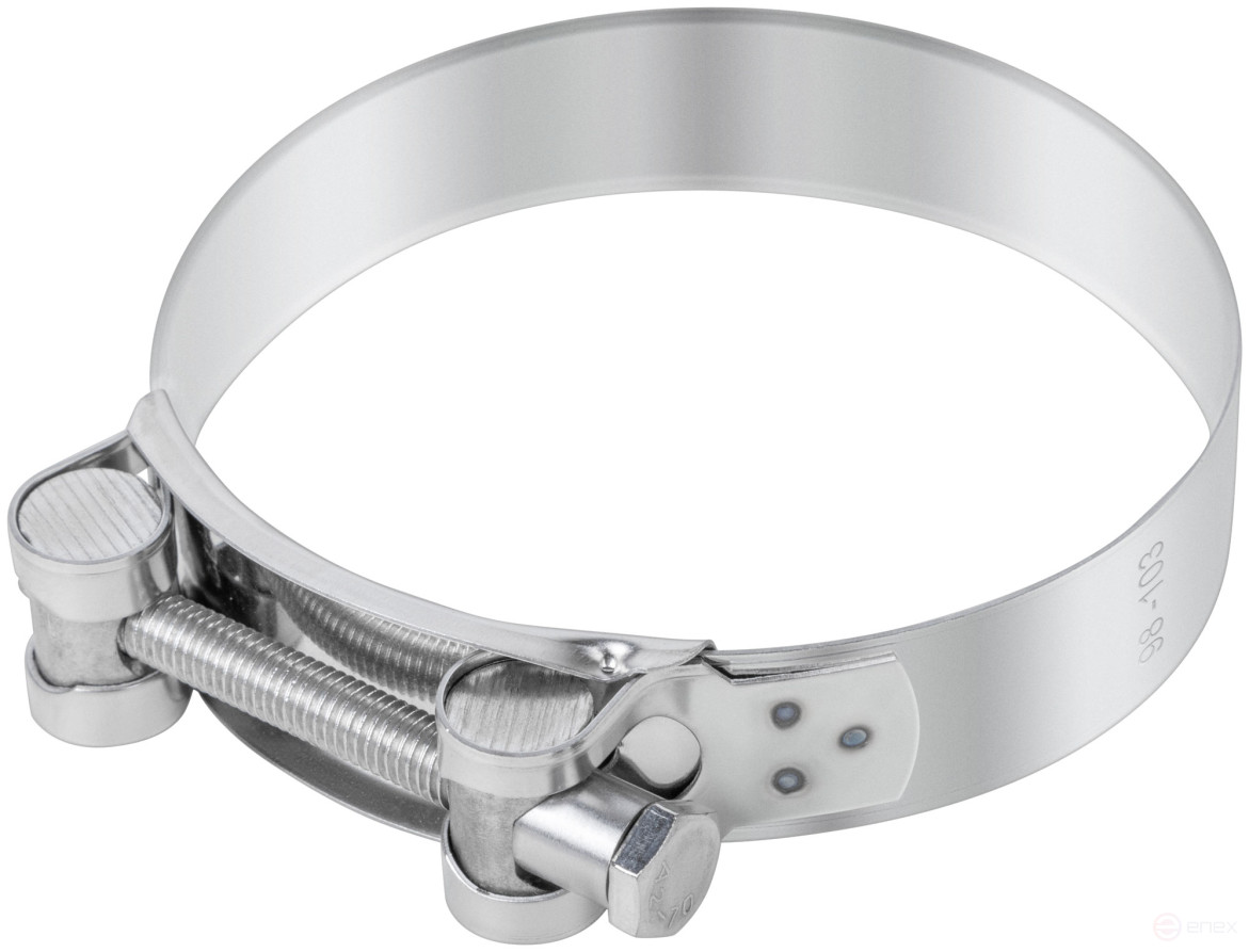 Хомут обжимной силовой шарнирный, нерж.сталь 98-103 мм