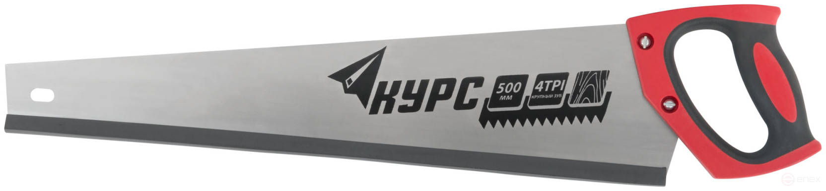 Universal wood hacksaw, 6.0 mm pitch, plastic rubberized handle 500 mm