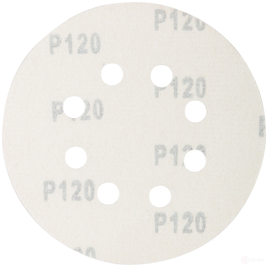 Круги абразивные шлифовальные перфорированные на ворсовой основе под "липучку" (Р120, 125 мм, 5шт.), CUTOP Profi