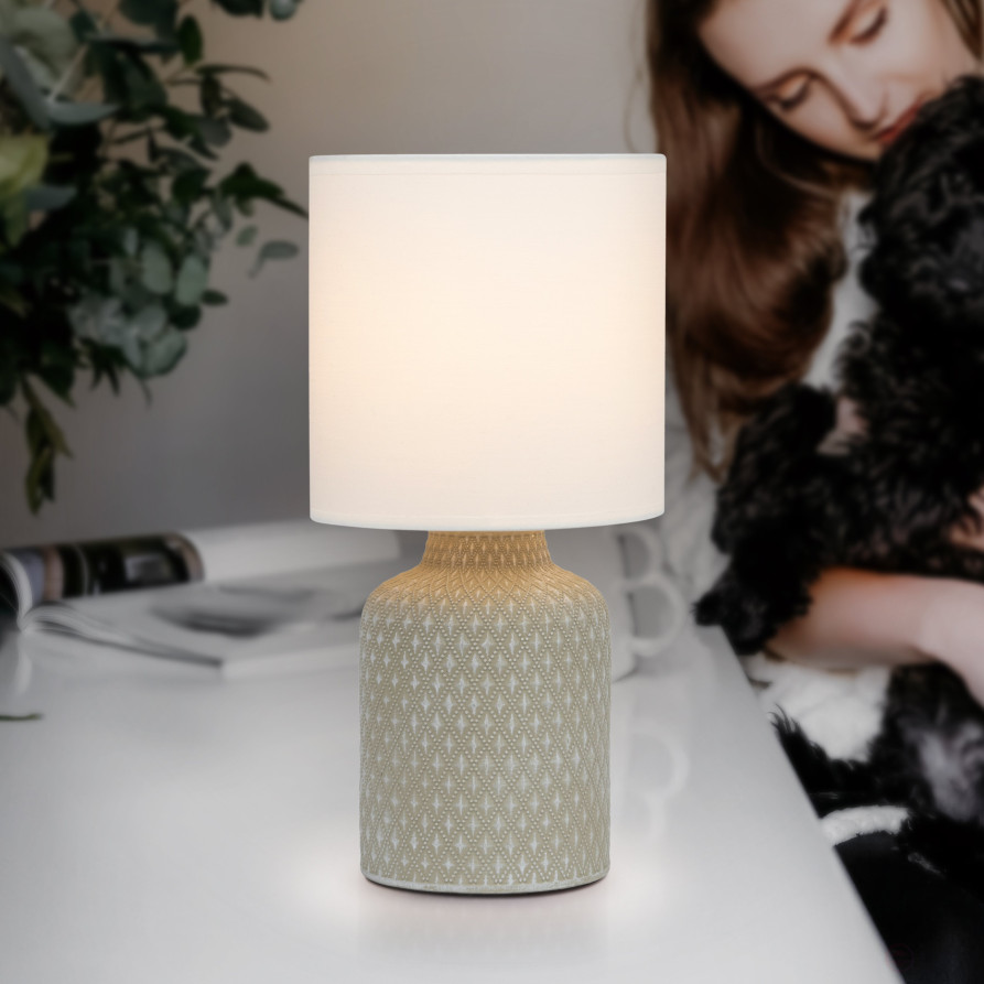 Rivoli Sabrina 7043-501 Table Lamp 1 * E14 40W ceramic grey with lampshade