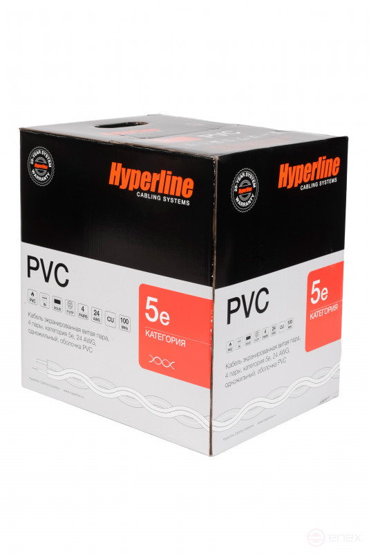 FUTP4-C5E-S24-IN-PVC-GY-305 (305 m) Twisted pair cable, shielded F/UTP, category 5e, 4 pairs (24 AWG), single core (solid), foil shield, PVC, -20°C – +75°C, gray - warranty: 15 years component, 25 years system