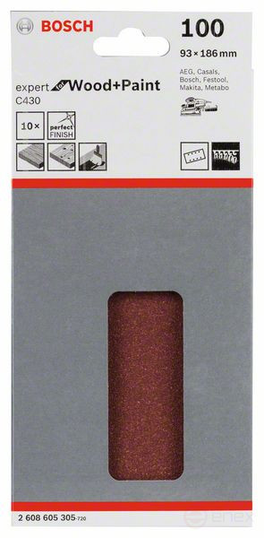 Шлифлист C430, в упаковке 10 шт. 93 x 186 mm, 100