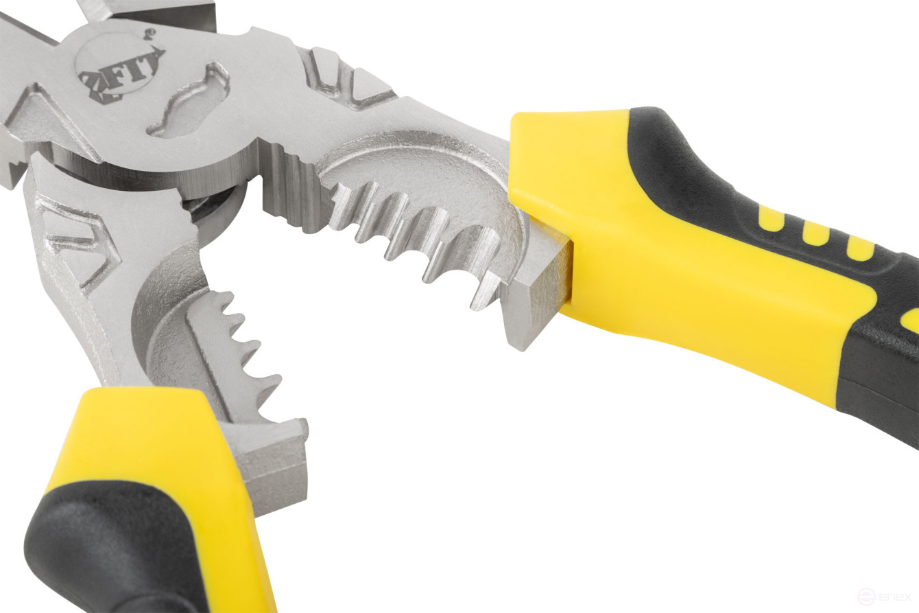 Плоскогубцы комбинированные многофункциональные, эксцентриковый шарнир, прорезинен. ручки, Профи 200 мм