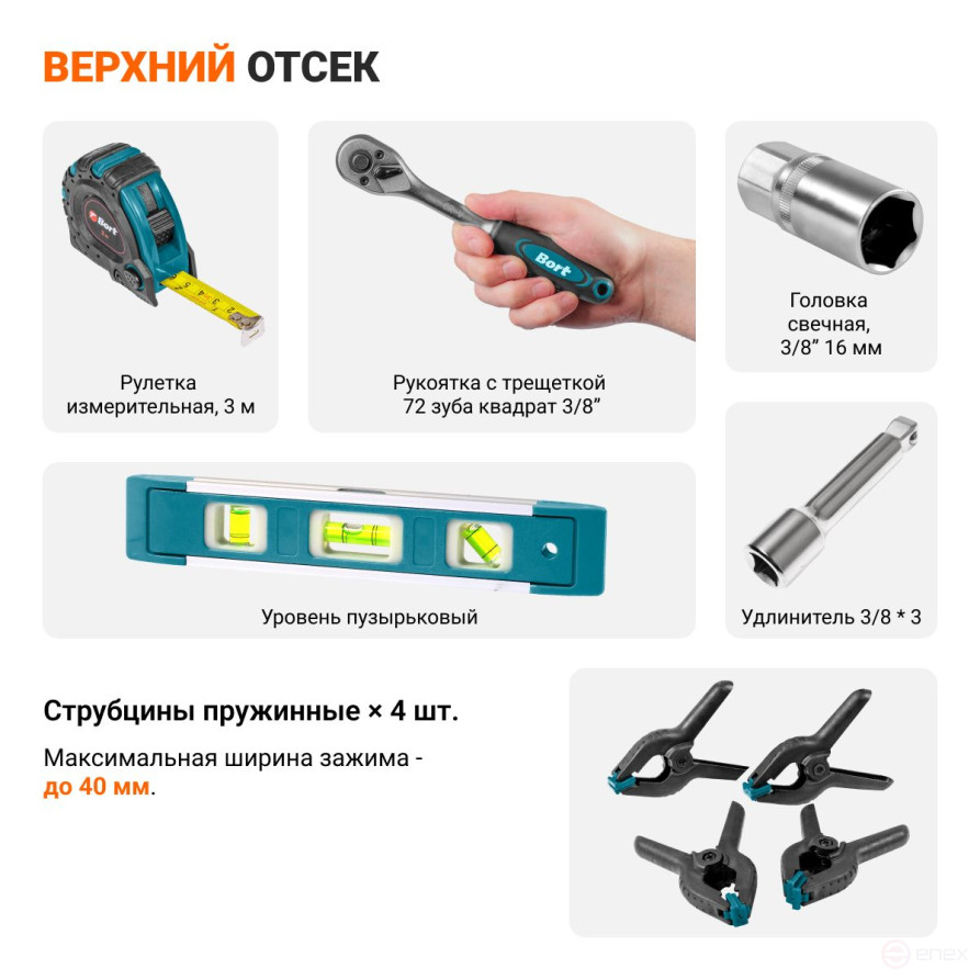 Набор ручного инструмента BORT BTK-168