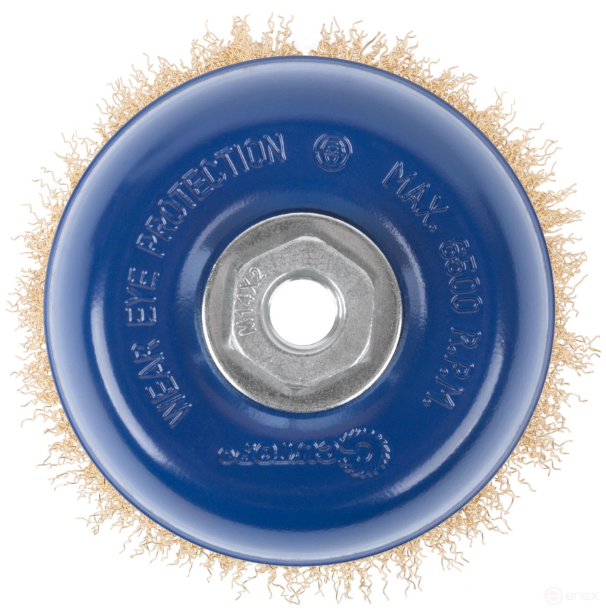 Щетка для УШМ, М14, тип "Чашка", латунированная витая проволока 0,3 мм, 125 мм, CUTOP Profi