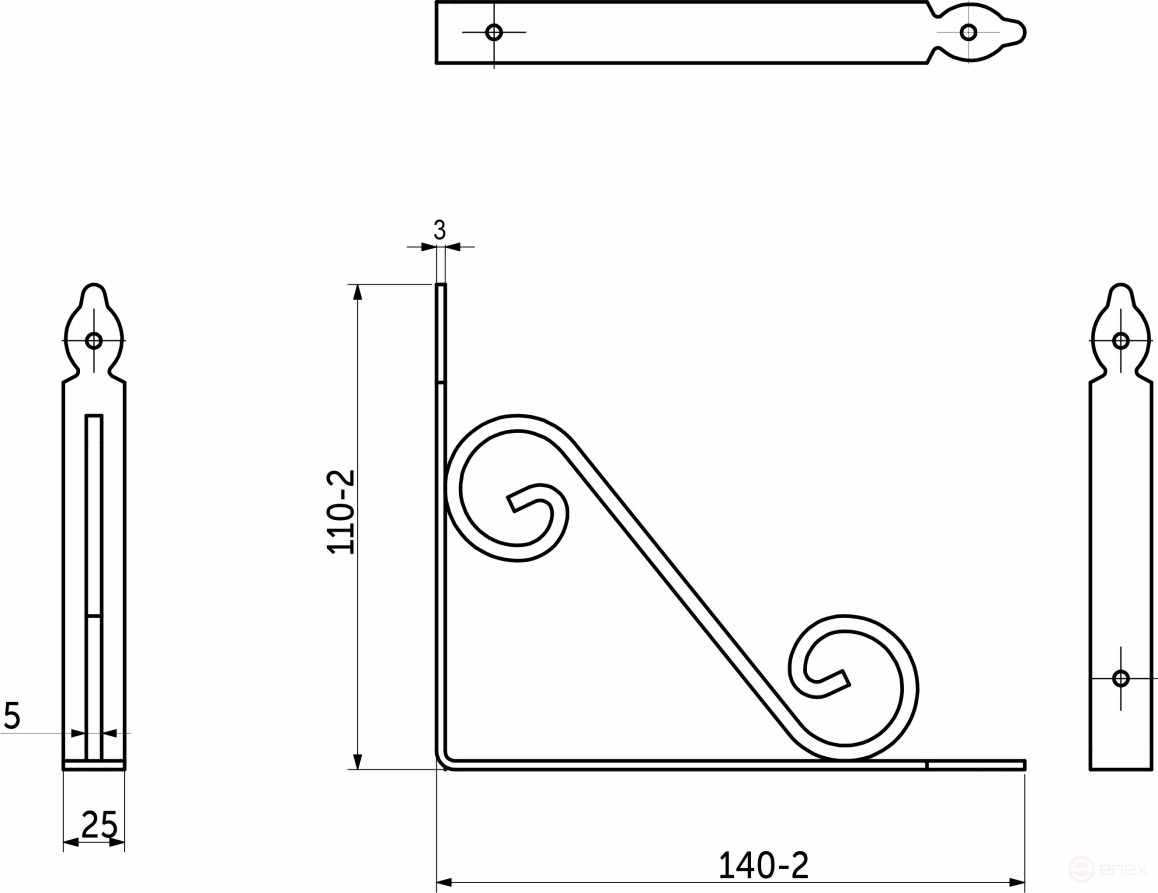 Shelf holder metal. MELODY 145*110, white AKS