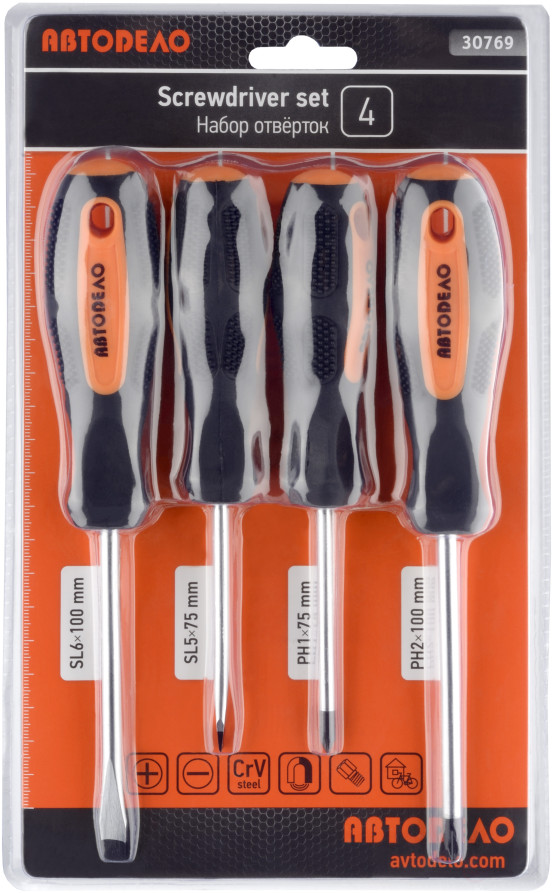 Screwdriver Set (Avtodor) 4pr.(blister) (30769)