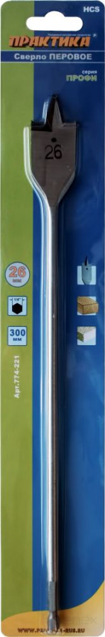 Wood drill perovoe PRAKTIKA 26 x 300 mm (1 pc.) blister (774-221)