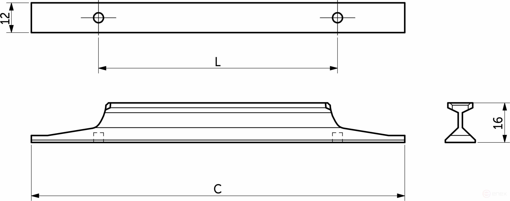 Handle meb. bracket alum. STELLS 512/597 brushed chrome, AKS