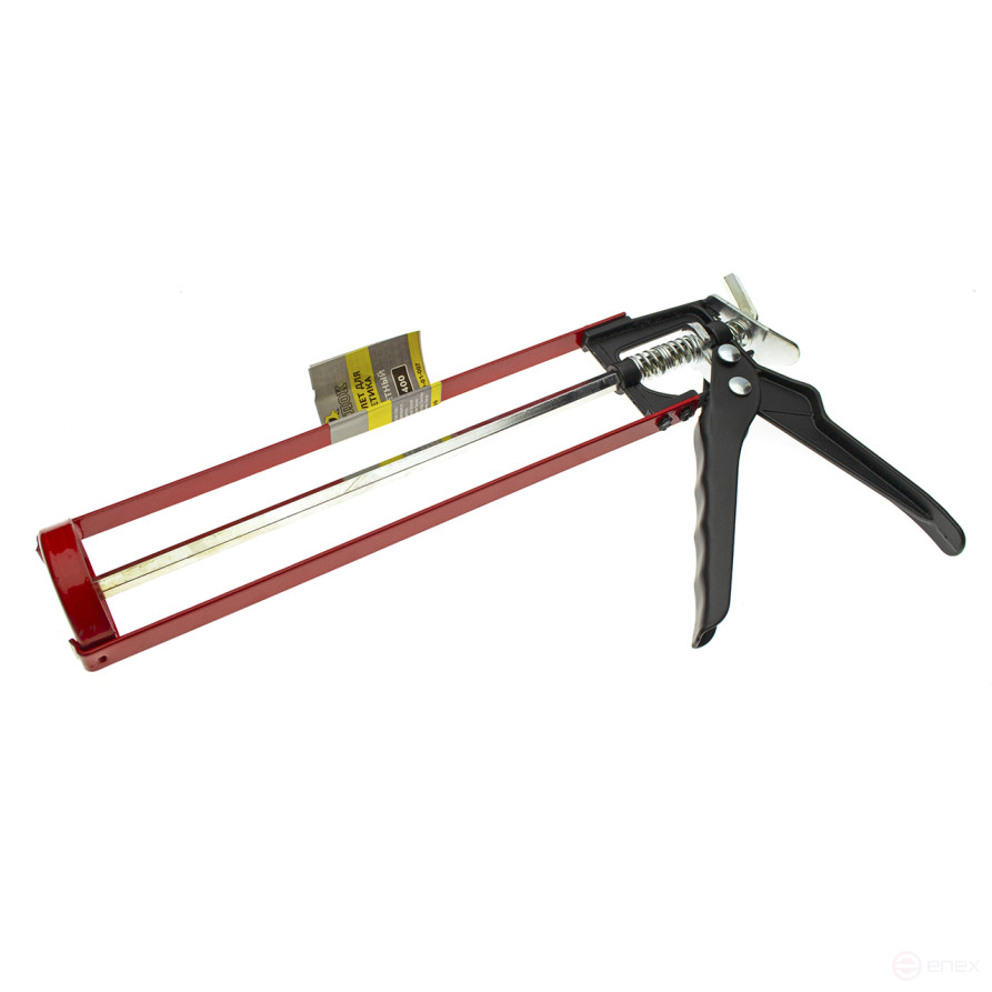 Пистолет для герметика скелетный "усиленный" красно-черный ПС-400, Чеглок (24)