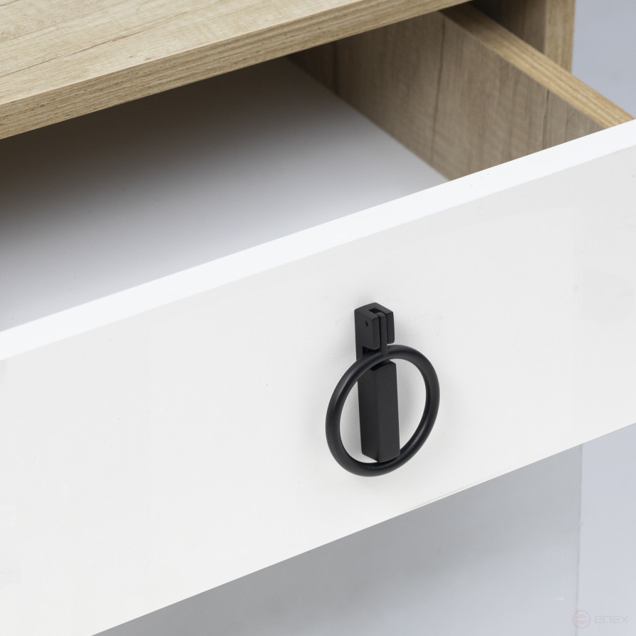 Handle meb. button met. ROUND black matte, AKS
