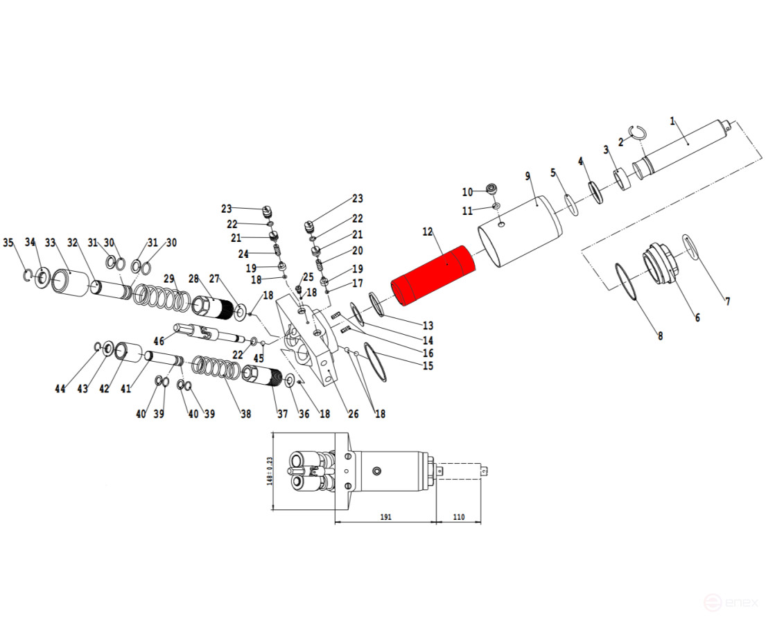 Power cylinder V3, V3LP (Power cylinder d45mm)