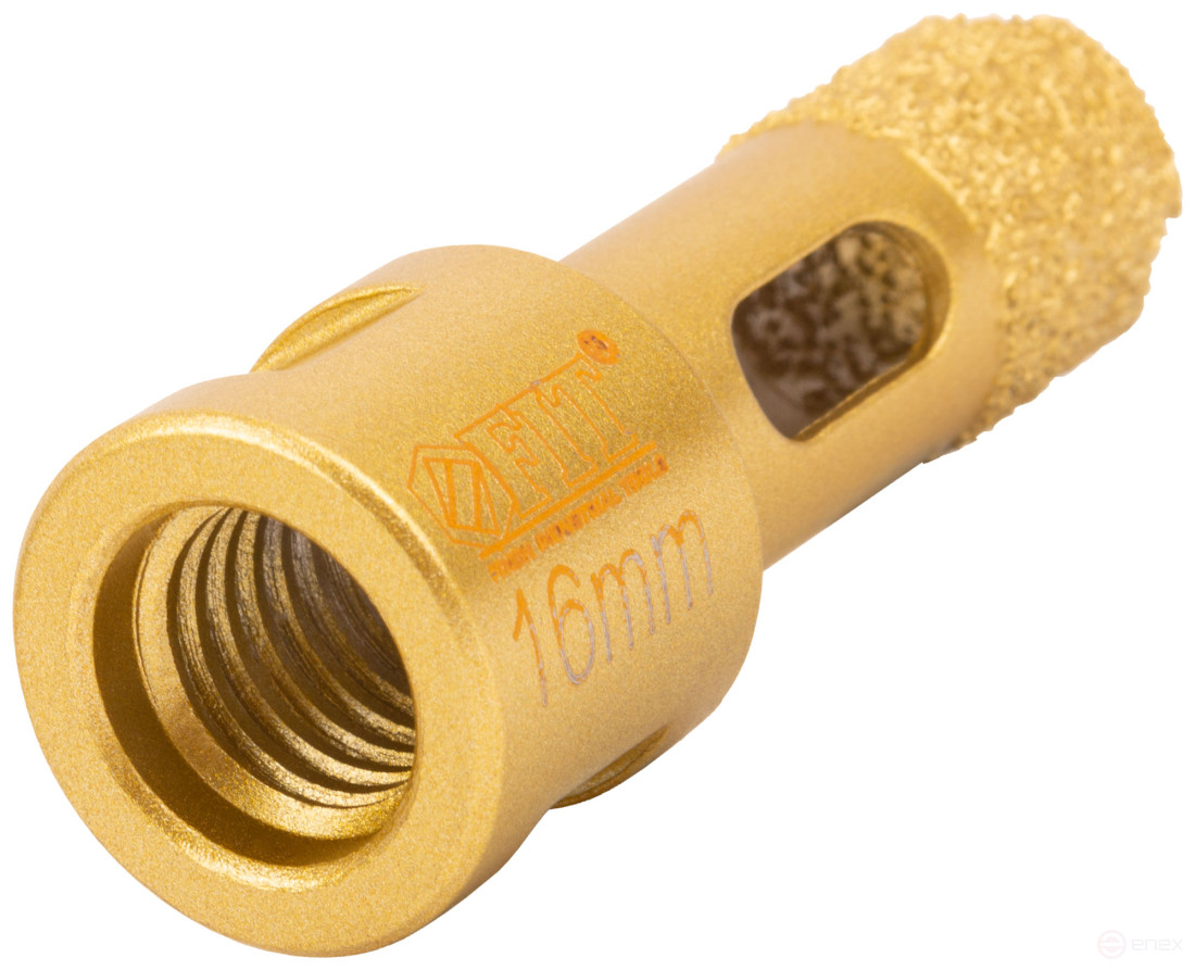 Коронка кольцевая для УШМ, М14, по керамограниту, камню и кафелю алмазная, вакуумное спекание 16х60 мм