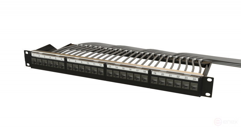 PPBL6-19-24- RM Modular patch panel 19", 24 ports, 4 removable panels of 6 modules, 1U, for unshielded modules, with rear cable organizer (without modules)
