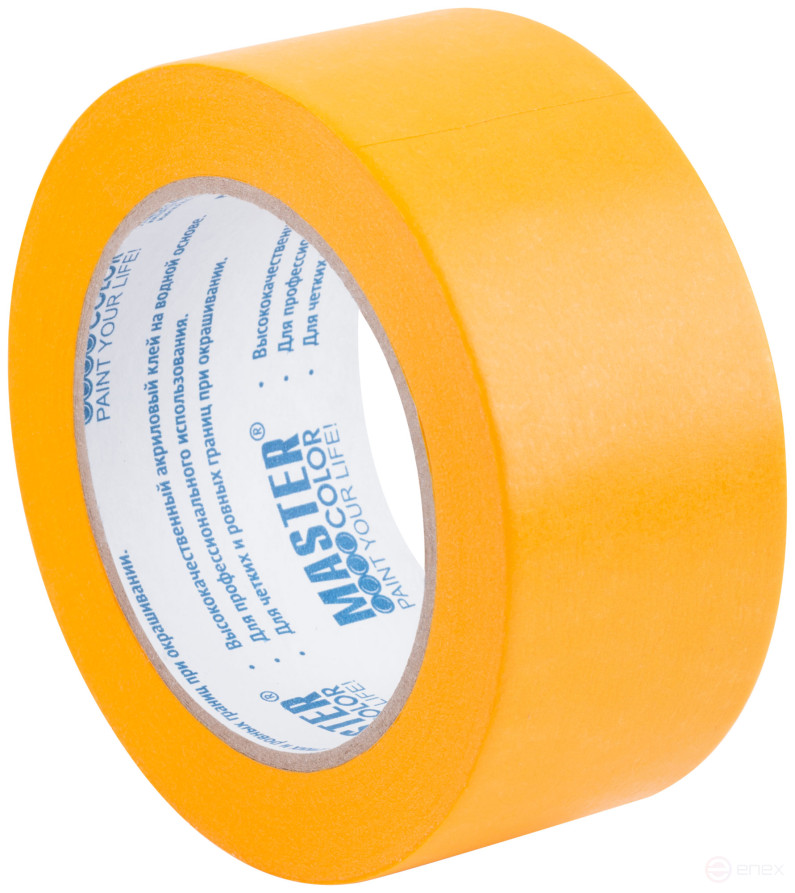 Golden paint tape, rice paper, heat resistant. up to 120°C, UV resistance up to 30 days, 48 mm x 50 m
