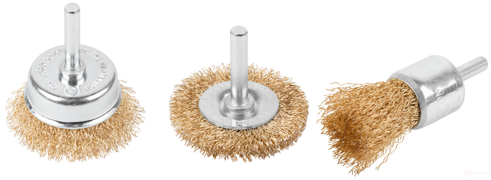 Набор щеток для дрели, 3 шт. ("Чашки" 25, 50 мм, "Плоская" 50 мм, латун. витая проволока, блистер, CUTOP Profi)