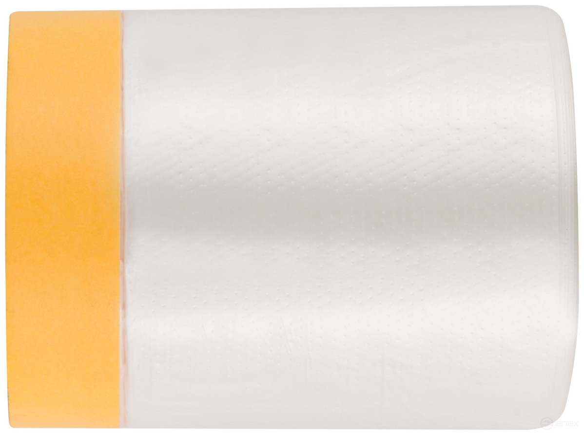 Clever Cover: укрывная пленка с золотистой малярной лентой, статически заряжена, 7 мкр., 55 см х 33 м