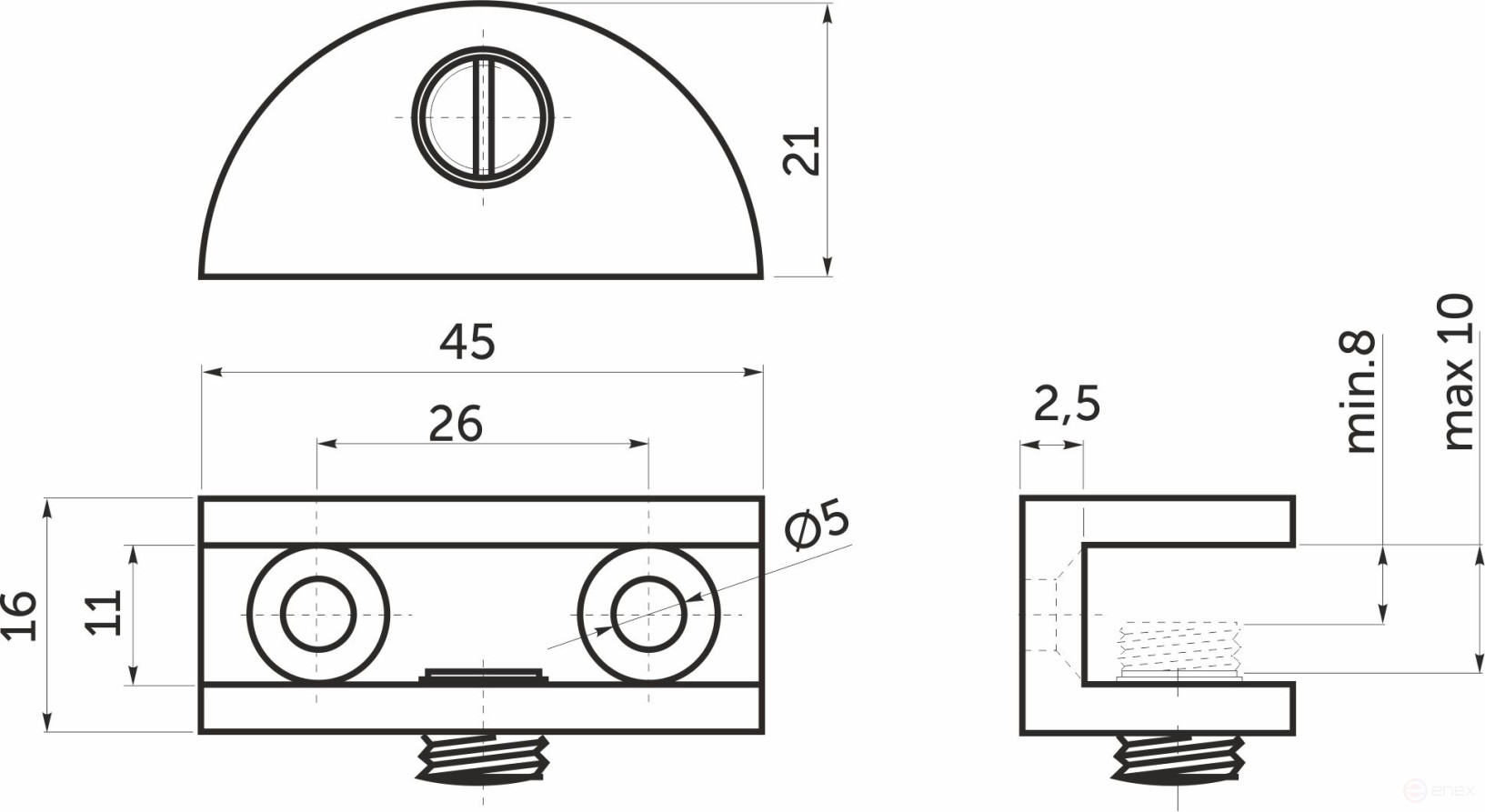 Полкодержатель для стекла мет. WP2710, хром AKS