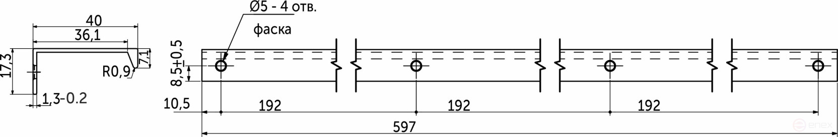 Handle meb. overhead alum. INSIDE 576/597, matt white, AKS