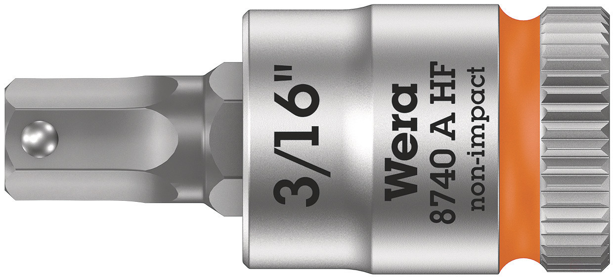 8740 A Hex-Plus HF Zyklop Головка торцевая со вставкой под внутренний шестигранник, DR 1/4", с фиксацией крепежа, 3/16" x 28 мм