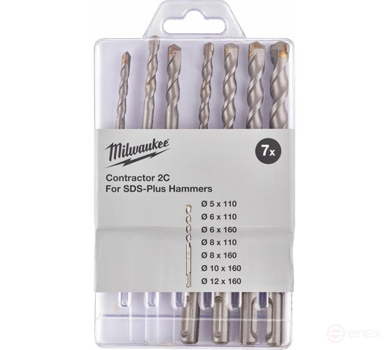 SDS+ CONTRACTOR drills set 7ed. (5/5/6/8 x110 and 6/8/10/12 x160) in the case