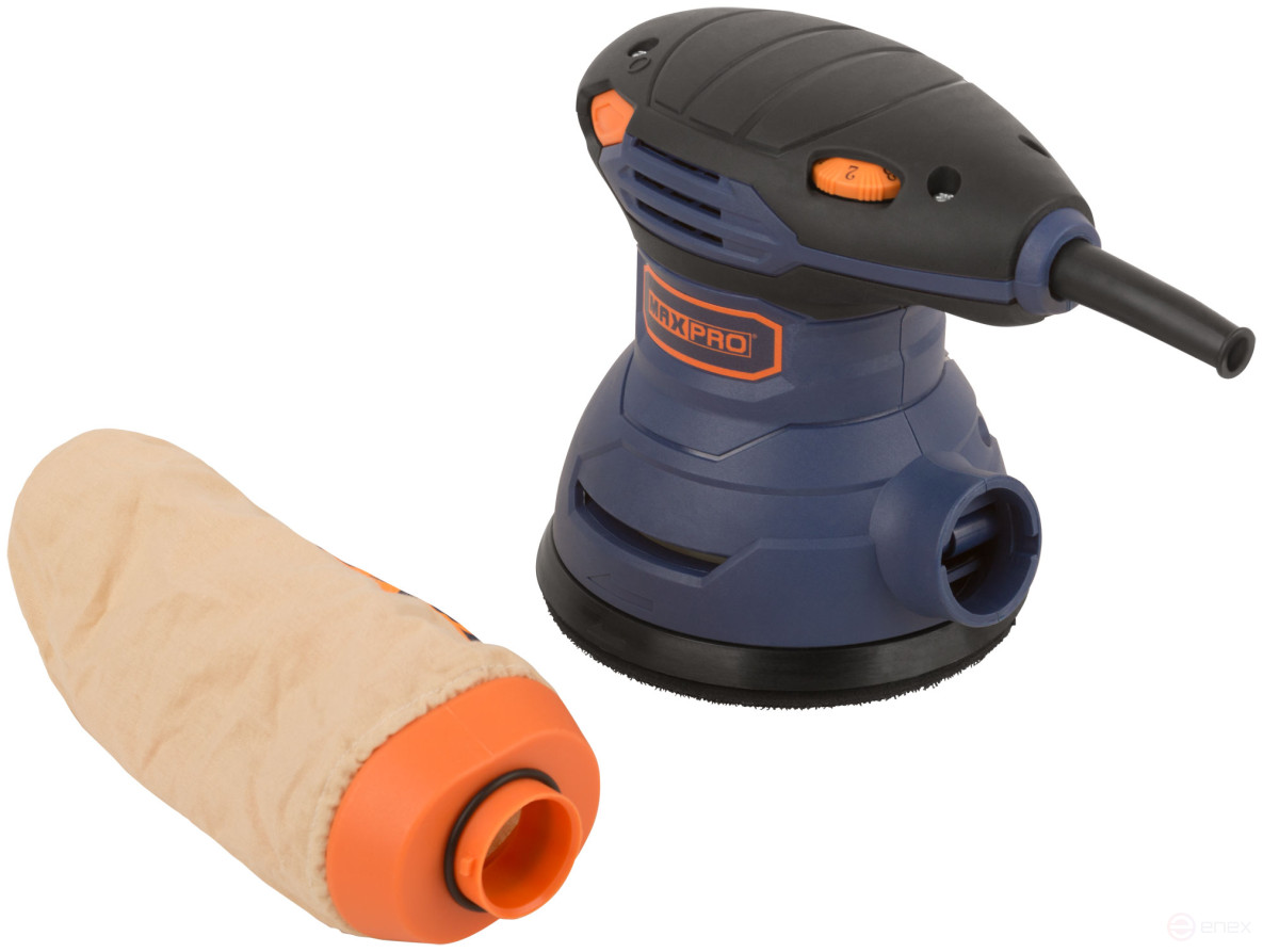MAX-PRO Шлифмашина эксцентриковая 300 Вт; 5000-12000 об/мин; 125 мм; 1,2 кг; липучка; пылезащищенный выключатель; коробка