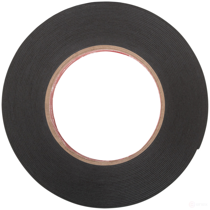 Лента монтажная клейкая на вспененной основе, черная 25 мм х 10 м