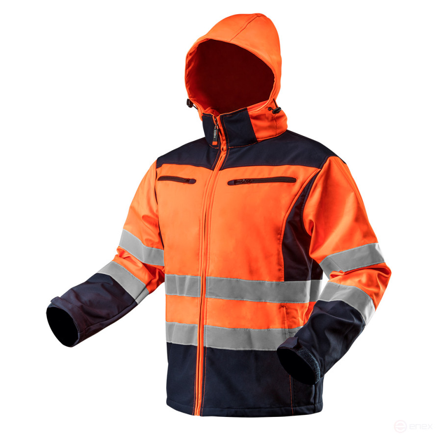 Softshell reflective jacket; orange; size M