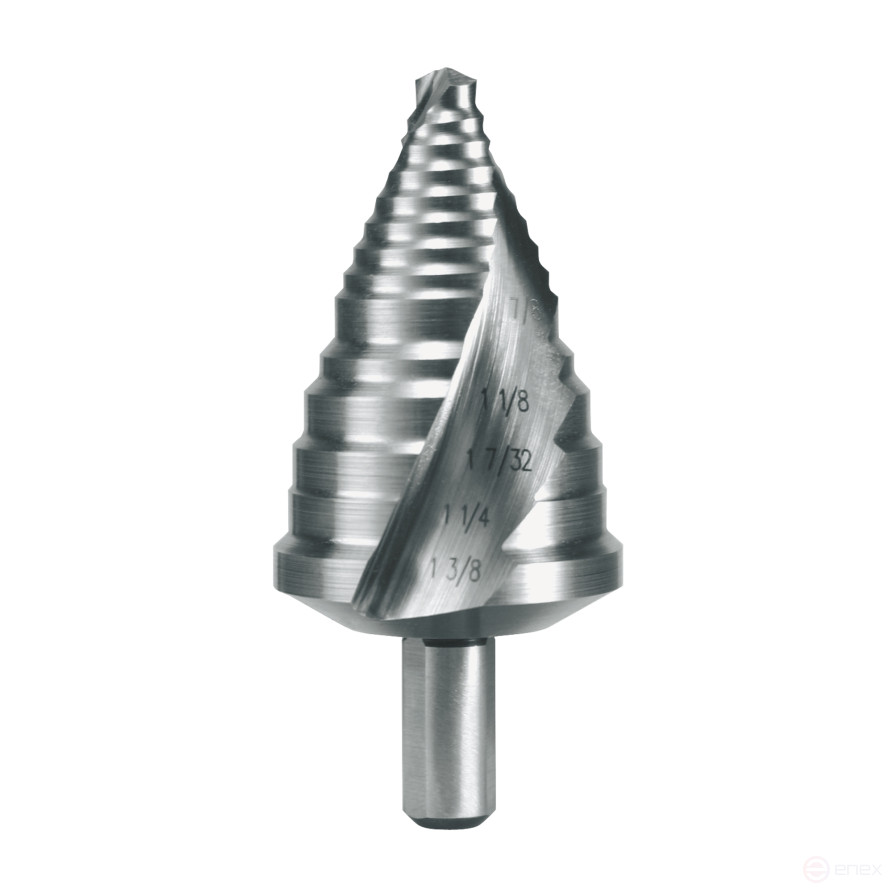 Сверло ступенчатое HSS дюймовое CBN шлифованное со спиралевидной канавкой и подточкой острия Ø 7/8 - 1 3/8
