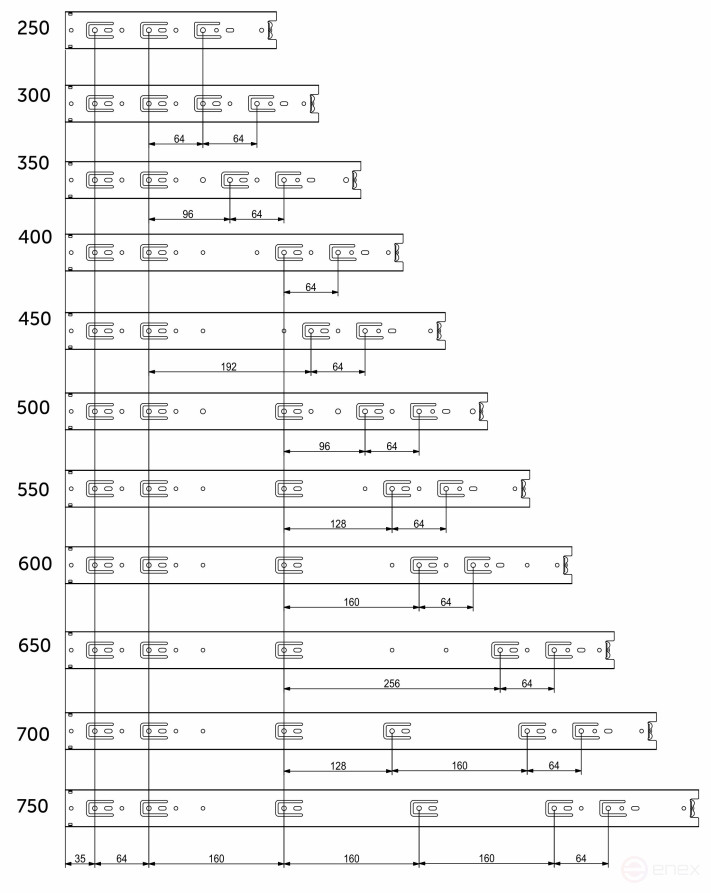 Ball guide L-400 h=45 AKS