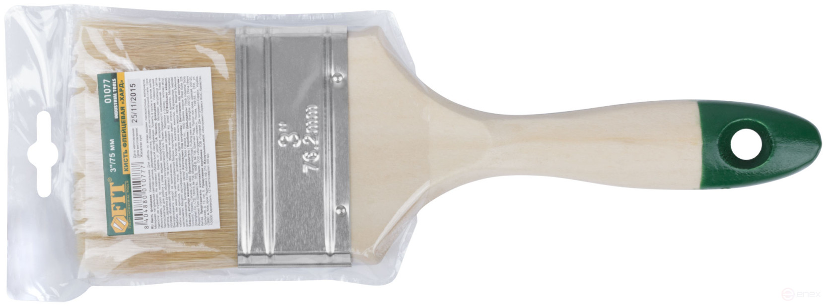 Кисть флейцевая "Хард", натуральная светлая щетина, деревянная ручка 3" (75 мм)